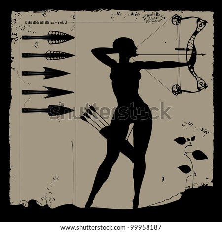 Female Archer Silhouette Poster Stock Vector 99958187 - Shutterstock