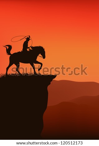 Raster Cowboy Riding Horse Throwing Lasso Stock Illustration 117226351 ...