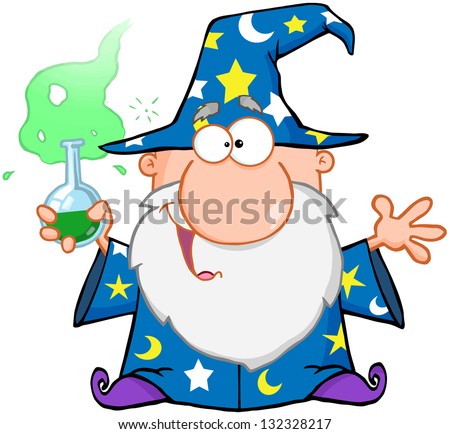 Crazy Wizard Holding Magic Potion Stock Vector 132296102 - Shutterstock