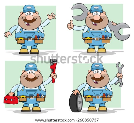 Cartoon Illustration Mechanic Character 6 Vector Stock Vector 260850743 ...