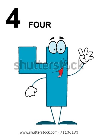 Funny Cartoon Numbers4 Stock Vector 45475813 - Shutterstock