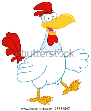 Happy Brown Colorful Rooster Walking Wavingvector Stock Vector 95866666 ...