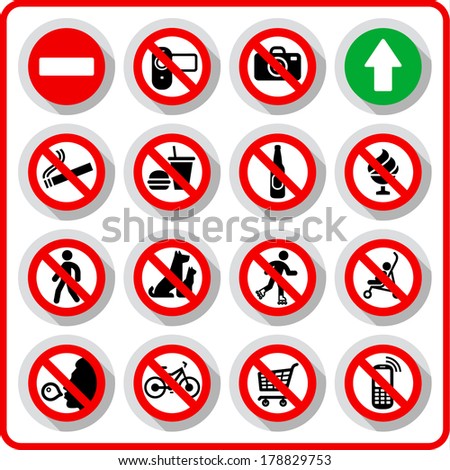 Set Ban Icons Prohibited Signs Nature Stock Vector 90290539 - Shutterstock