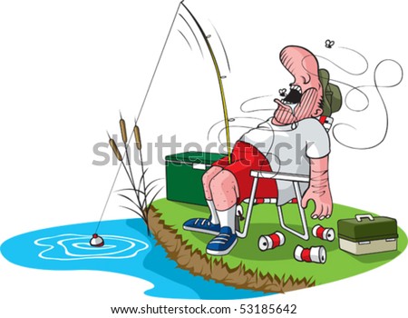 Download Cartoon Fisherman Catches Tire Layered Vector Stock Vector ...