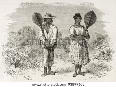 Mestizo man and woman in Sao Paulo de Olivenca, Brazil. Created by Riou ...