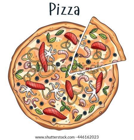 Cartoon Food Pizza Stock Vector 57682864 - Shutterstock