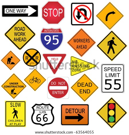 Collage Road Traffic Signs Stock Vector 79162615 - Shutterstock