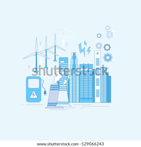 how air the electricity pollutes Station Industrial Vector Stock Landscape Energy 347252507