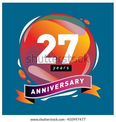 27th Years Greeting Card Anniversary Colorful Stock Vector 495539494 ...