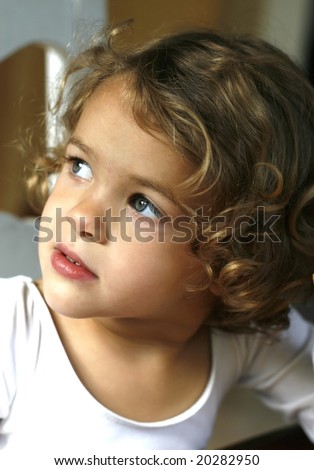 Adorable Toddler Girl Curly Hair Scrunching Stock Photo 20282935 ...