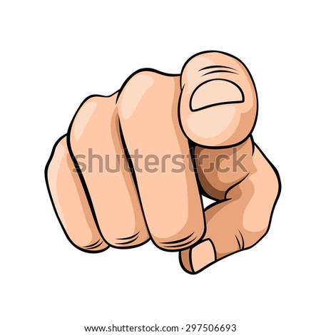 Cartoon Hand Pointing Finger Knuckles Front Stock Vector 453605836 ...