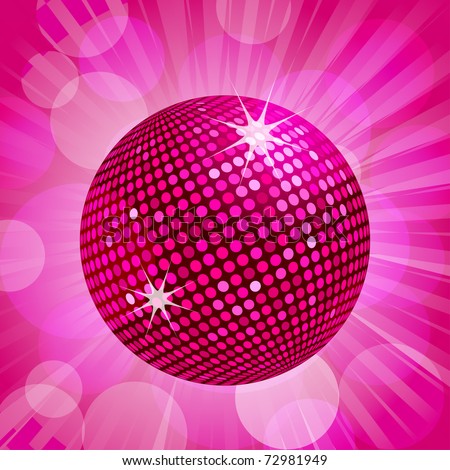 Sparkling Purple Disco Ball On Pink Stock Vector 59081116 - Shutterstock