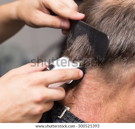 Hands Young Barber Making Haircut Attractive Stock Photo 