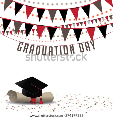 graduate poster vector Balloons Cap Gold Celebration Graduation Diploma Stock