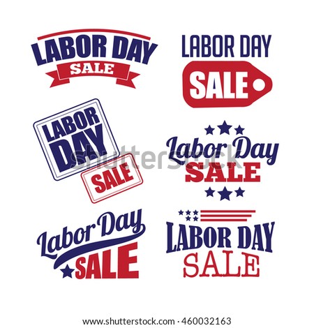 Labor Day Sale Text Design Collection Stock Vector 