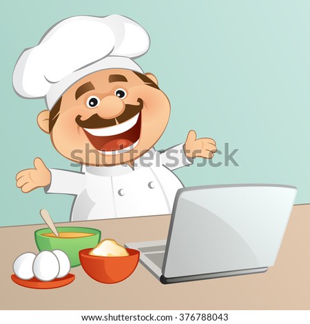 Cartoon Cook Keeping Plate Baked Chicken Stock Vector 47049160