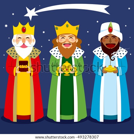 Three Wise Men Bring Presents Jesus Stock Vector 114430411 - Shutterstock