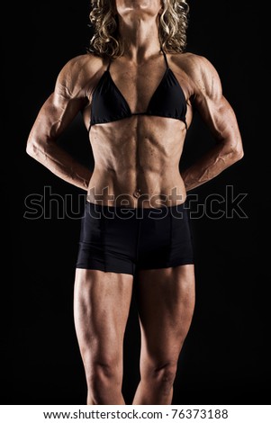Close Up On Perfect Abs Topless Strong Bodybuilder Stock 