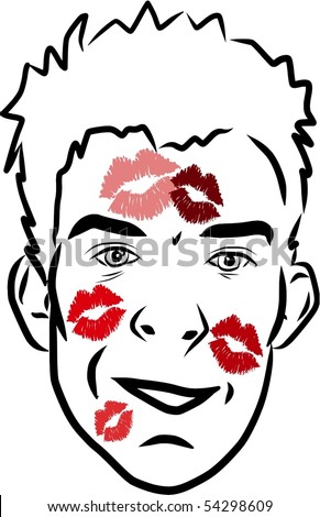 Popular Boy Lipstick On Face Kisses Stock Vector 54298609 - Shutterstock