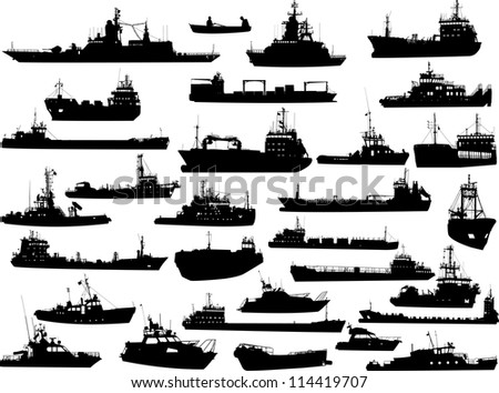 Set Silhouettes Sea Cargo Ships Stock Vector 92869876 - Shutterstock