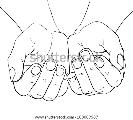 Hand Drawn Illustration Cupped Female Hands Stock Vector 106989299