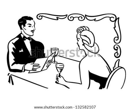 Couple Having Breakfast Retro Clip Art Stock Vector 60133609 - Shutterstock