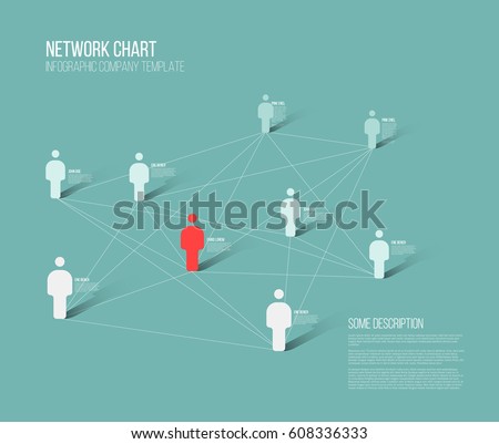  Minimalist People Network 3d Diagram Template Stock Vector 