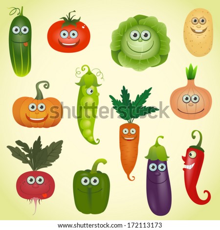 Cartoon Vegetable Collection 1 Vector Illustration Stock Vector ...