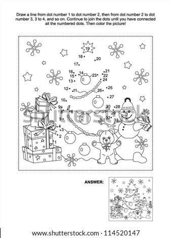 Year Christmas Themed Connect Dots Stock Vector 517419232 Picture Puzzle
