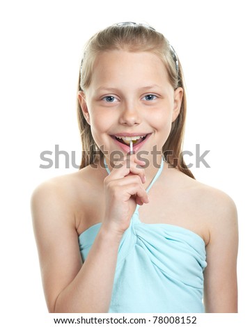 Cheerful Little Girl Lollipop On White Stock Photo 78008158 - Shutterstock