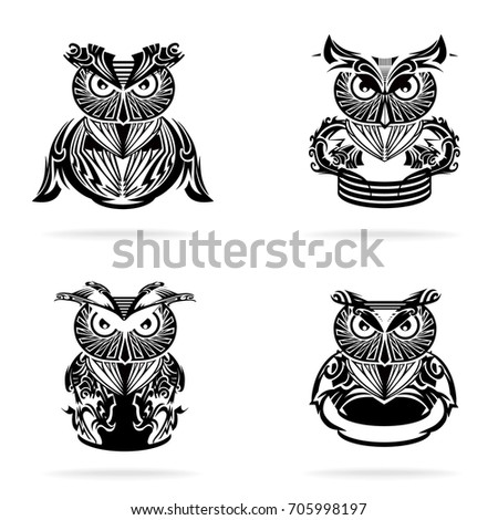 Isolated Owl Birds Tribal Style Mascot Stock Vector ...