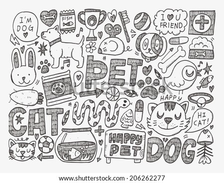 Doodle Pet Background Stock Vector 196471052 - Shutterstock