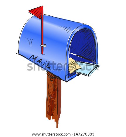 Mailbox Cartoon Icon Sketch Fast Pencil Stock Vector 86104393