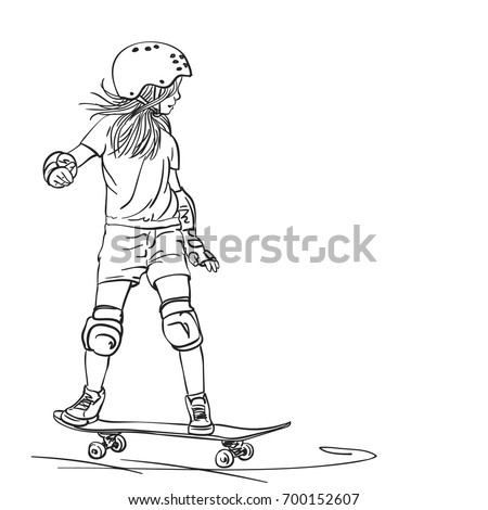 Download Sketch Boy Skateboarder Full Protection Helmet Stock ...