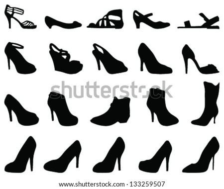Set Silhouette Shoes Icon Create By Stock Vector 169345109 - Shutterstock