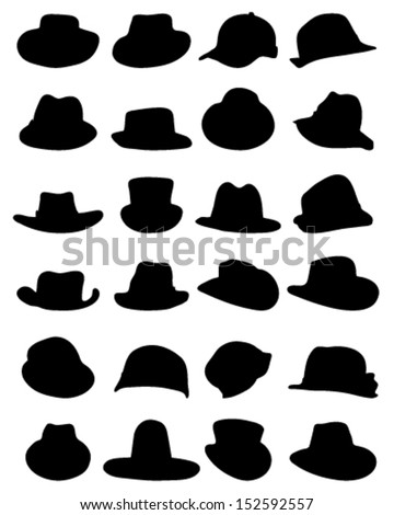 Hats Caps Silhouette Collection Stock Vector 122984794 - Shutterstock