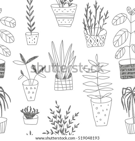 Vector Seamless Pattern Hand Drawn Outline Stock Vector 294491030 ...
