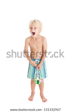 Teenager Shorts On River Bank Squints Stock Photo (Edit 