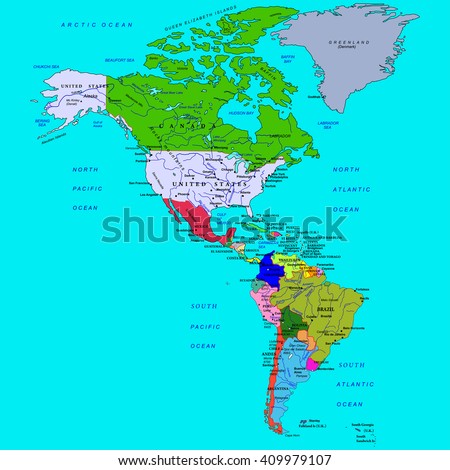 Map South North America Countries Capitals Stock Vector 70217011 ...