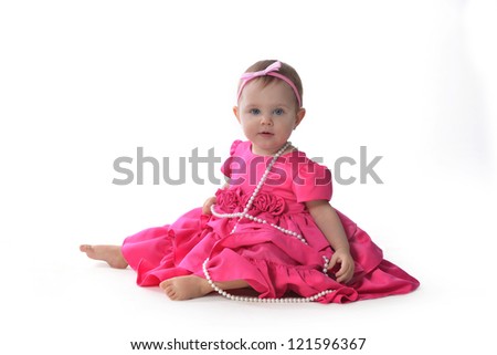 Adorable Little Baby Girl Pink Dress Stock Photo 120766072 - Shutterstock