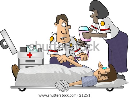 Clipart Illustration Two Emt Paramedics Patient Stock Illustration ...