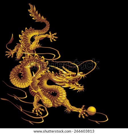 Golden Dragon Head On Black Background Stock Photo 13843894 - Shutterstock