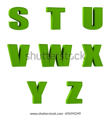 Green Alphabet Set Letters Isolated On Stock Illustration 67625116 ...