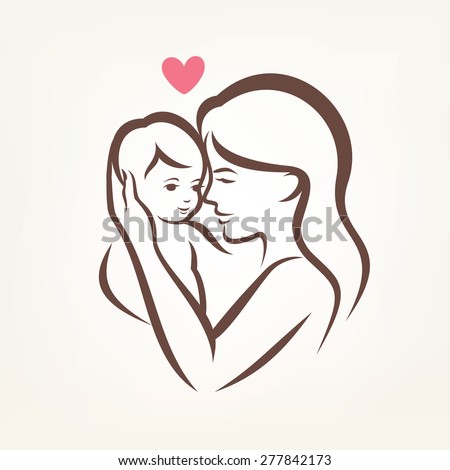 mother son stylized vector silhouette outlined stock mother son stylized vector silhouette outlined stock