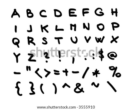 Grunge Typewriter Font Letters Numbers Characters Stock Vector 7491361 ...