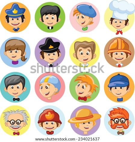 Set 9 Girls Cartoon Portrait Collection Stock Vector 62663386 ...