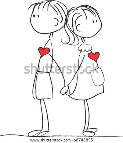 Valentines Day Boy Girl Love Cards Stock Vector 242472844 - Shutterstock