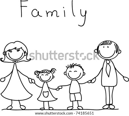 Doodle Members Large Families Stock Vector 86802631 - Shutterstock