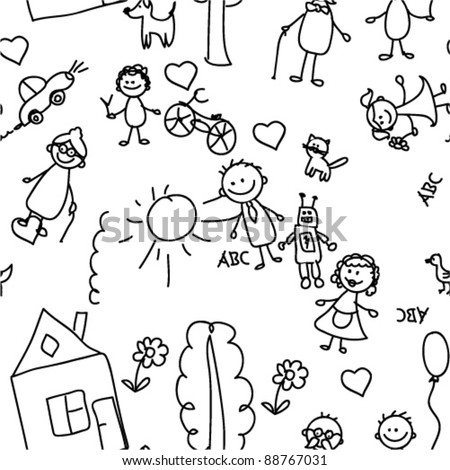 Childrens Drawings Idea Design Stock Vector 177548528 - Shutterstock