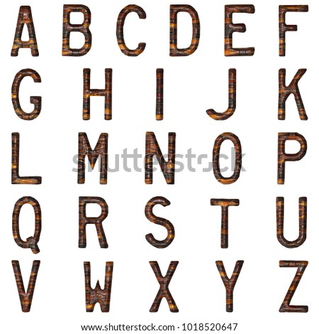 Rustic Rough Wood Style Simple Font Full Alphabet Capital Letter Set In A 3D Rustic Rough Wood Style Simple Font Full Alphabet Capital Letter Set In A 3D